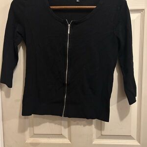 Premise Black Front-Zip sweater  with 3/4 sleeves- size medium